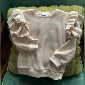 Sunshine + Sass Cream Ruffle Blouse Long Sleeve